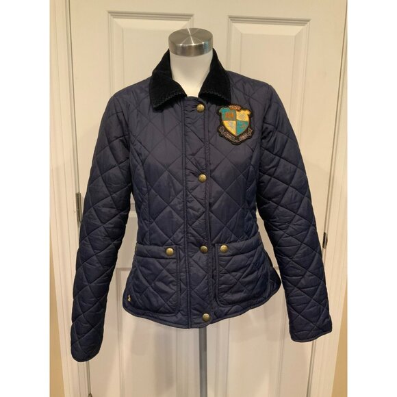 Tom Joule Country Navy Blue Quilted Jacket Coat W/ Corduroy Collar, Size 8 (US) - Picture 1 of 11